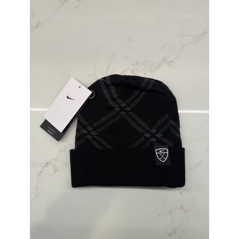 Nike Statement Reversible Golf Beanie Hat Unisex One Size Check Plaid DA3364-010